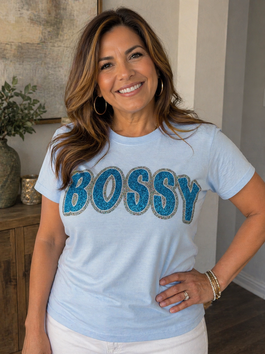 Bossy Glitter Vinal T-Shirt