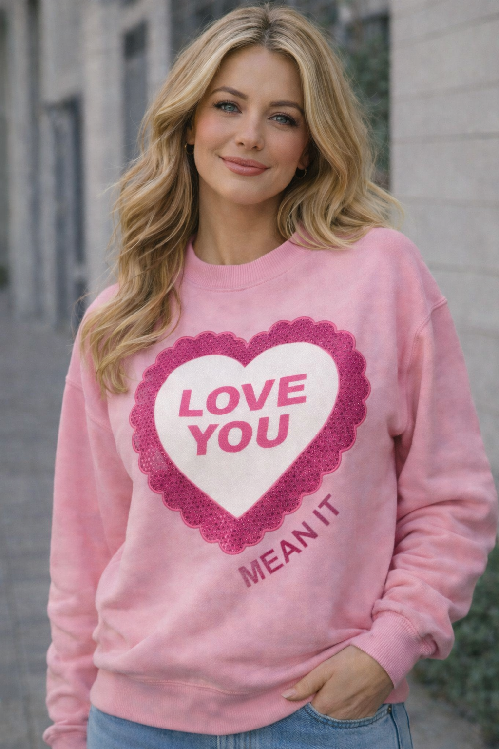Love You, Mean It (Glitter Crewneck)