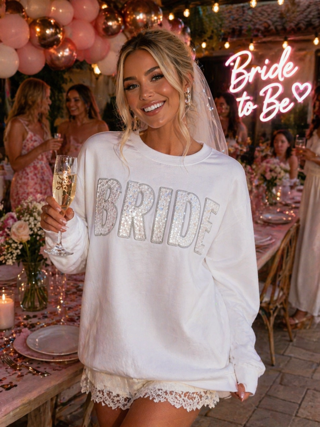 Custom Sequin “Bride” Sweatshirt